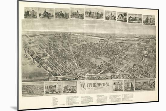 Rutherford, New Jersey - Panoramic Map-Lantern Press-Mounted Art Print