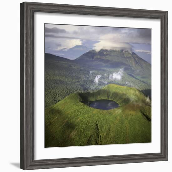 Rwanda Aerial View of Africa, Mount Visoke With-Adrian Warren-Framed Photographic Print