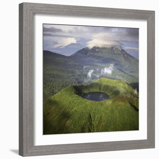 Rwanda Aerial View of Africa, Mount Visoke With-Adrian Warren-Framed Photographic Print