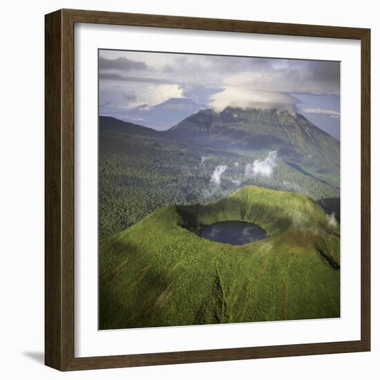 Rwanda Aerial View of Africa, Mount Visoke With-Adrian Warren-Framed Photographic Print