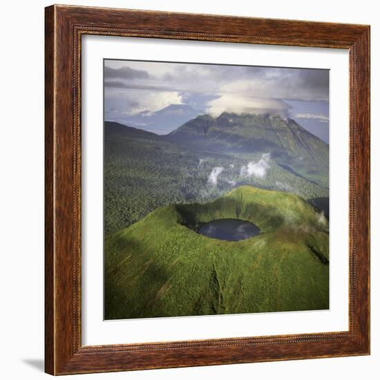 Rwanda Aerial View of Africa, Mount Visoke With-Adrian Warren-Framed Photographic Print