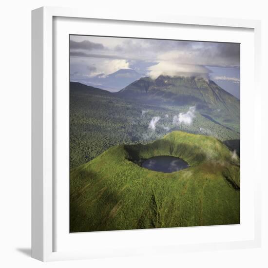 Rwanda Aerial View of Africa, Mount Visoke With-Adrian Warren-Framed Photographic Print