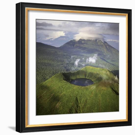 Rwanda Aerial View of Africa, Mount Visoke With-Adrian Warren-Framed Photographic Print