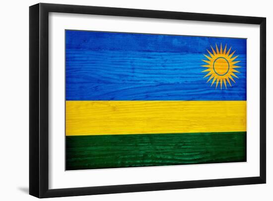 Rwanda Flag Design with Wood Patterning - Flags of the World Series-Philippe Hugonnard-Framed Art Print