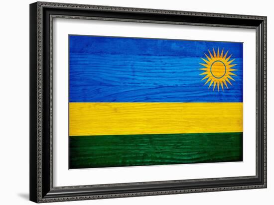 Rwanda Flag Design with Wood Patterning - Flags of the World Series-Philippe Hugonnard-Framed Art Print