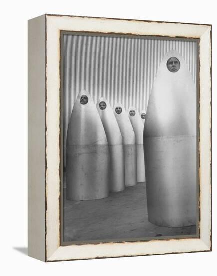 Ryan Aeronautical Workers Inside Steel Shells for Exhaust of Douglas C-133 Military Transport Plane-Ralph Crane-Framed Premier Image Canvas