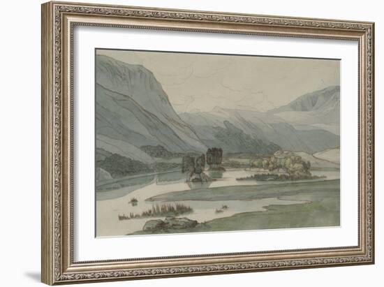 Rydal Water with the Grasmere Hills, 1786 (Pencil with Pen & Ink and W/C on Paper)-Francis Towne-Framed Giclee Print