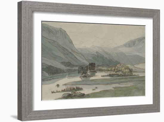 Rydal Water with the Grasmere Hills, 1786 (Pencil with Pen & Ink and W/C on Paper)-Francis Towne-Framed Giclee Print