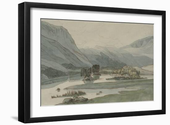 Rydal Water with the Grasmere Hills, 1786 (Pencil with Pen & Ink and W/C on Paper)-Francis Towne-Framed Giclee Print