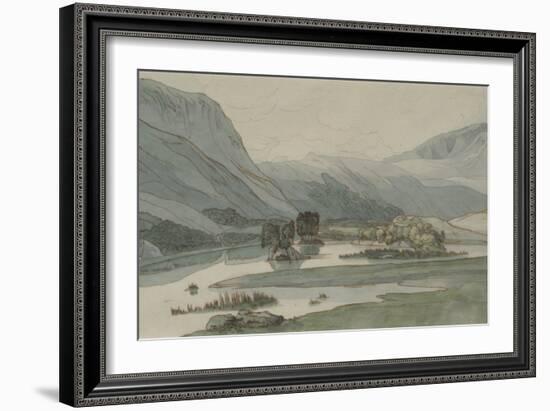 Rydal Water with the Grasmere Hills, 1786 (Pencil with Pen & Ink and W/C on Paper)-Francis Towne-Framed Giclee Print