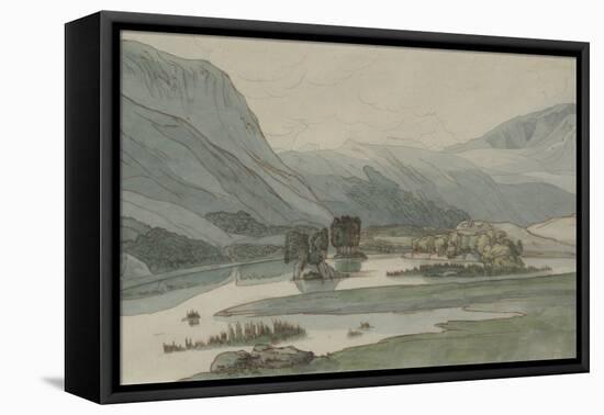 Rydal Water with the Grasmere Hills, 1786 (Pencil with Pen & Ink and W/C on Paper)-Francis Towne-Framed Premier Image Canvas