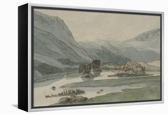 Rydal Water with the Grasmere Hills, 1786 (Pencil with Pen & Ink and W/C on Paper)-Francis Towne-Framed Premier Image Canvas