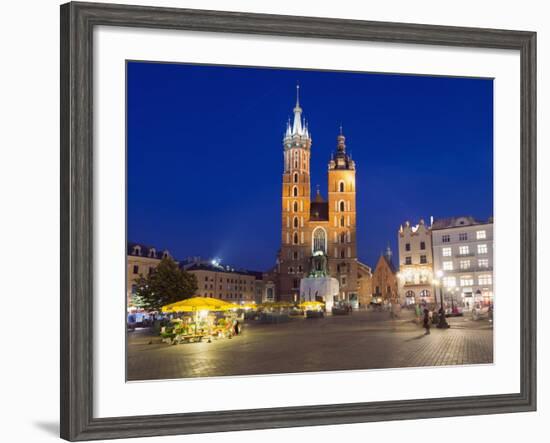 Rynek Glowny (Town Square) and St. Mary's Church-Christian Kober-Framed Photographic Print