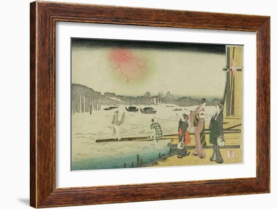 Ryogoku Yusuzumi (Evening cool at Ryogoku)-Katsushika Hokusai-Framed Giclee Print