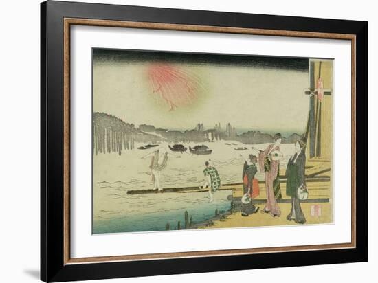 Ryogoku Yusuzumi (Evening cool at Ryogoku)-Katsushika Hokusai-Framed Giclee Print