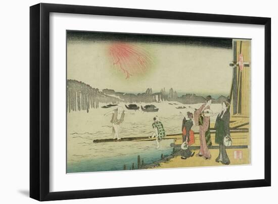 Ryogoku Yusuzumi (Evening cool at Ryogoku)-Katsushika Hokusai-Framed Giclee Print