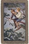 Peter Pan and Wendy Sit in a Treetop in Never-Never Land-S. Barham-Premier Image Canvas