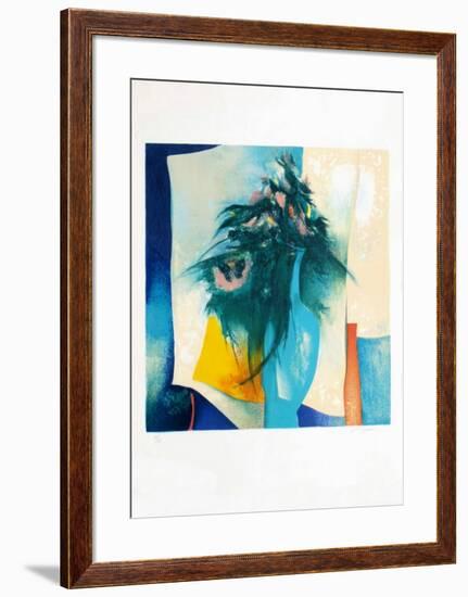 S - Bouquet Au Vase Bleu-Claude Gaveau-Framed Limited Edition