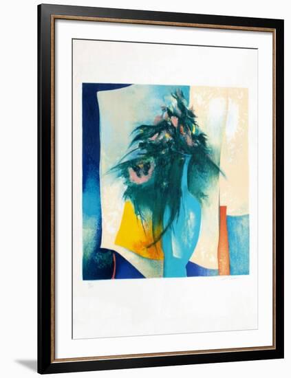 S - Bouquet Au Vase Bleu-Claude Gaveau-Framed Limited Edition