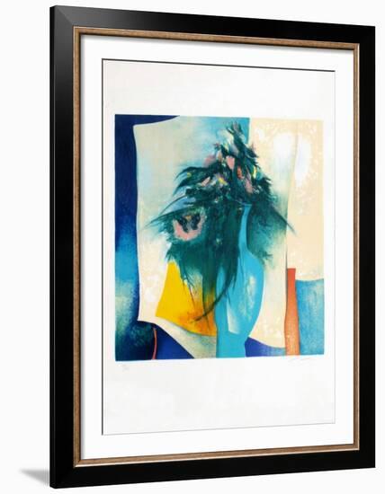 S - Bouquet Au Vase Bleu-Claude Gaveau-Framed Limited Edition