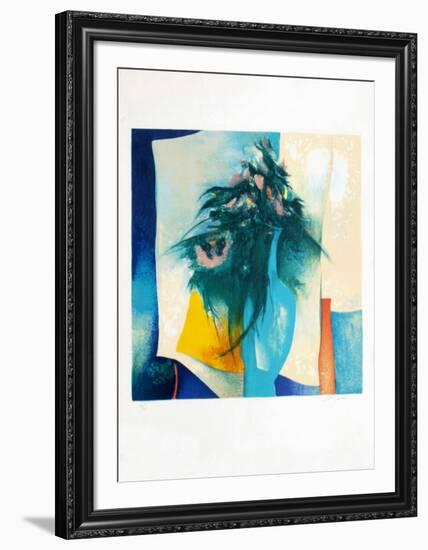 S - Bouquet Au Vase Bleu-Claude Gaveau-Framed Limited Edition