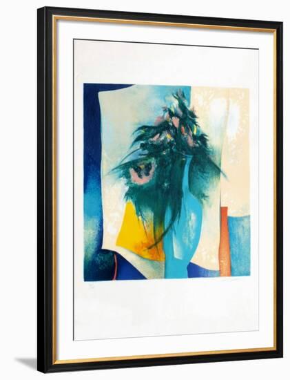 S - Bouquet Au Vase Bleu-Claude Gaveau-Framed Limited Edition