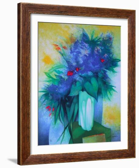 S - Bouquet Bleu-Claude Gaveau-Framed Limited Edition