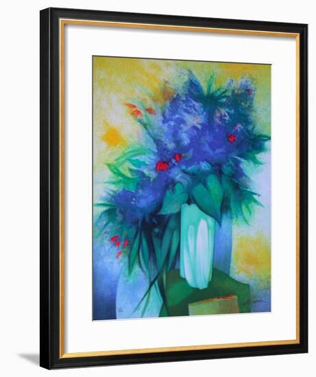 S - Bouquet Bleu-Claude Gaveau-Framed Limited Edition