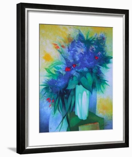 S - Bouquet Bleu-Claude Gaveau-Framed Limited Edition