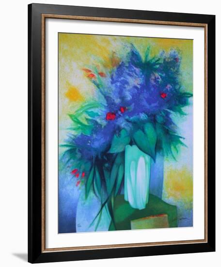S - Bouquet Bleu-Claude Gaveau-Framed Limited Edition