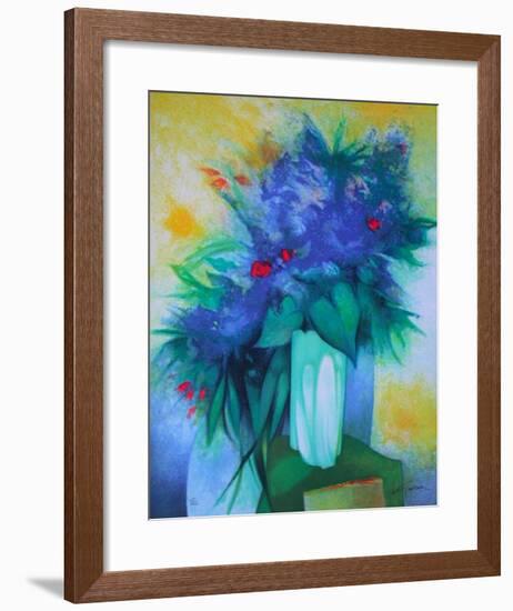 S - Bouquet Bleu-Claude Gaveau-Framed Limited Edition