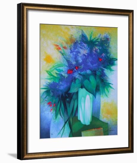 S - Bouquet Bleu-Claude Gaveau-Framed Limited Edition