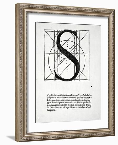 S, Illustration from 'Divina Proportione' by Luca Pacioli (C.1445-1517), Originally Pub. Venice,…-Leonardo da Vinci-Framed Giclee Print