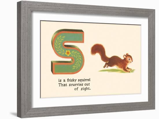 S is a Frisky Squirrel-null-Framed Art Print