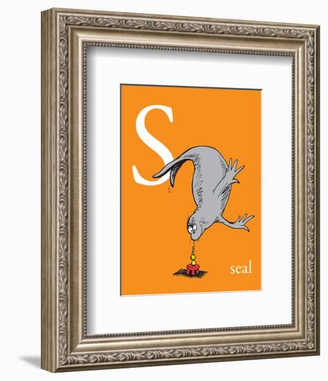 S is for Seal (orange)-Theodor (Dr. Seuss) Geisel-Framed Art Print