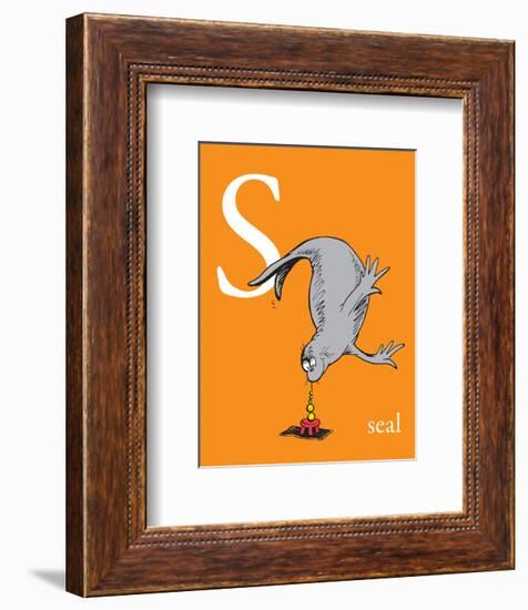 S is for Seal (orange)-Theodor (Dr. Seuss) Geisel-Framed Art Print