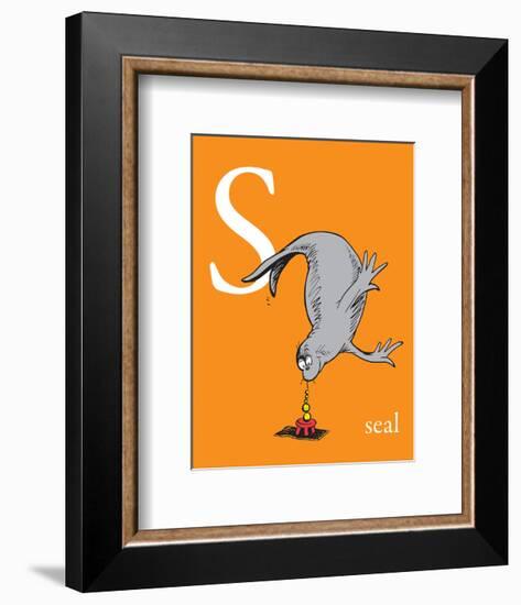 S is for Seal (orange)-Theodor (Dr. Seuss) Geisel-Framed Art Print