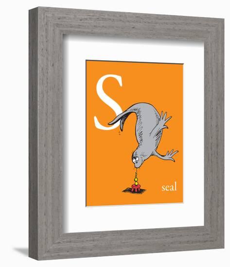 S is for Seal (orange)-Theodor (Dr. Seuss) Geisel-Framed Art Print