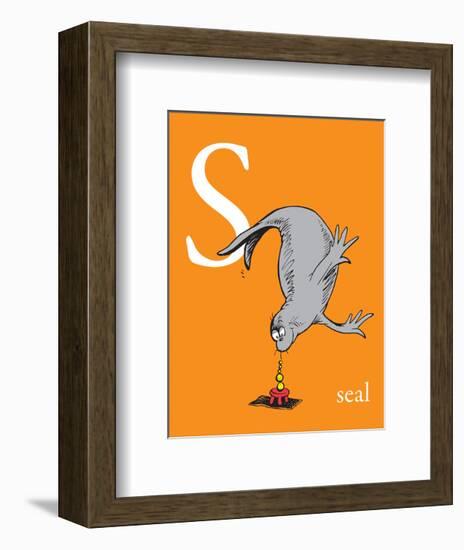 S is for Seal (orange)-Theodor (Dr. Seuss) Geisel-Framed Art Print