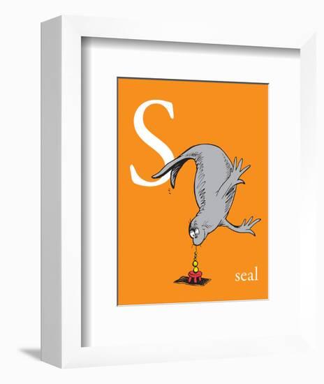 S is for Seal (orange)-Theodor (Dr. Seuss) Geisel-Framed Art Print