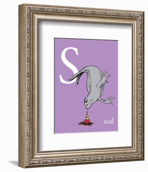 S is for Seal (purple)-Theodor (Dr. Seuss) Geisel-Framed Art Print