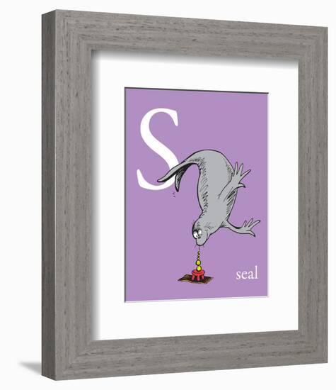 S is for Seal (purple)-Theodor (Dr. Seuss) Geisel-Framed Art Print