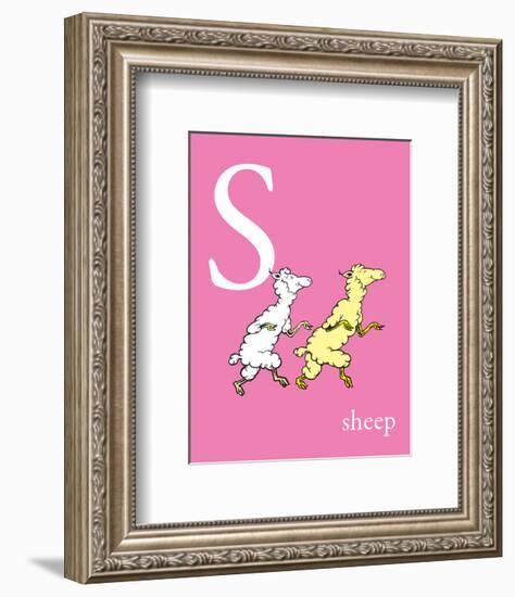 S is for Sheep (pink)-Theodor (Dr. Seuss) Geisel-Framed Art Print