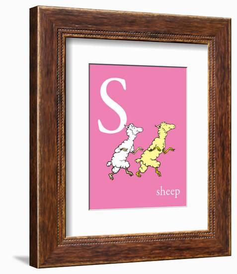 S is for Sheep (pink)-Theodor (Dr. Seuss) Geisel-Framed Art Print