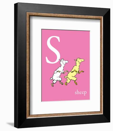 S is for Sheep (pink)-Theodor (Dr. Seuss) Geisel-Framed Art Print