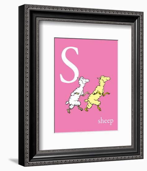 S is for Sheep (pink)-Theodor (Dr. Seuss) Geisel-Framed Art Print