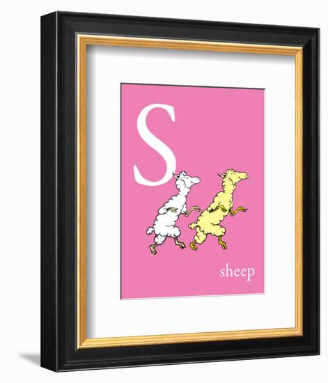 S is for Sheep (pink)-Theodor (Dr. Seuss) Geisel-Framed Art Print