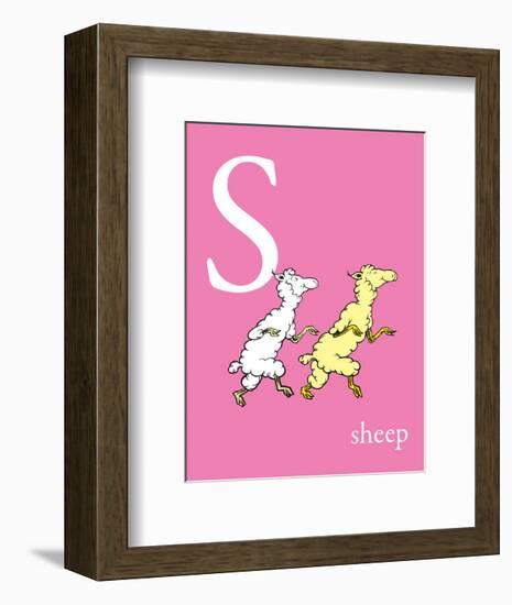 S is for Sheep (pink)-Theodor (Dr. Seuss) Geisel-Framed Art Print