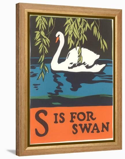 S is for Swan-null-Framed Stretched Canvas