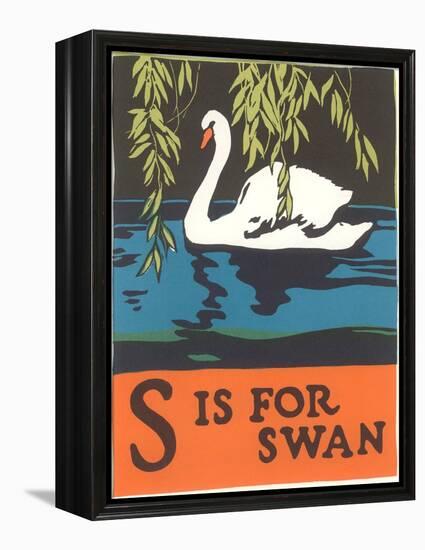 S is for Swan-null-Framed Stretched Canvas